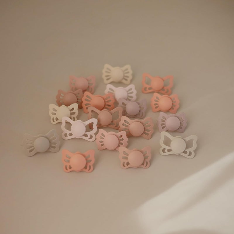 FRIGG Lucky Symmetrical SilkySoft Silicone Baby Pacifier | Made in Denmark | BPA-Free (Cedar/Baby Pink, 0-6 Months) - Image 3